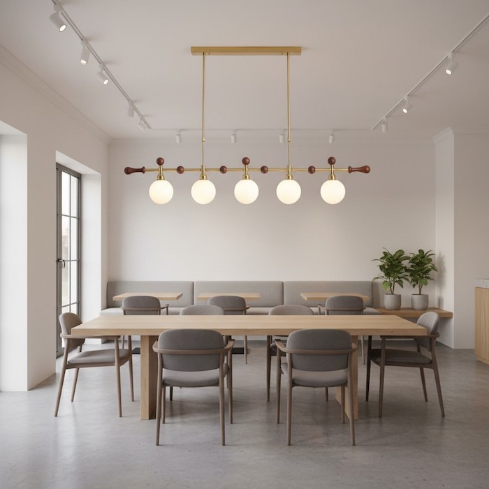 Interior design demonstration of the rule of thirds in lighting.