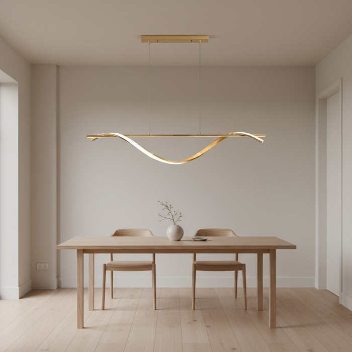 Using linear light to create leading lines in a dining room.