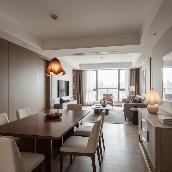 A cohesive interior design featuring multiple lighting pieces from the Elia Floris collection.