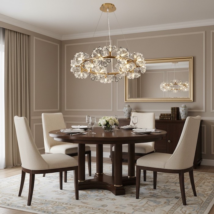 Correct hanging height for a dining room chandelier above a table.