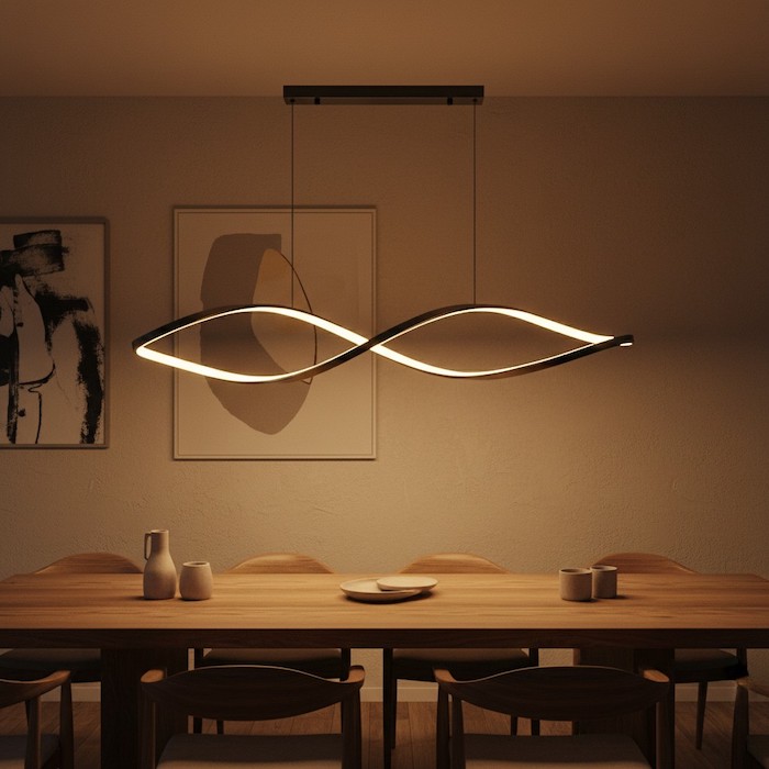 Warm ambient glow from a linear light creating an intimate mood.
