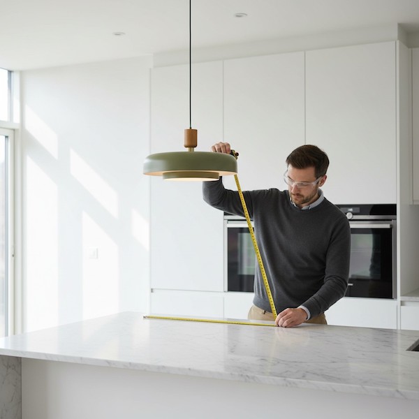Proper installation height for kitchen pendants above a countertop.