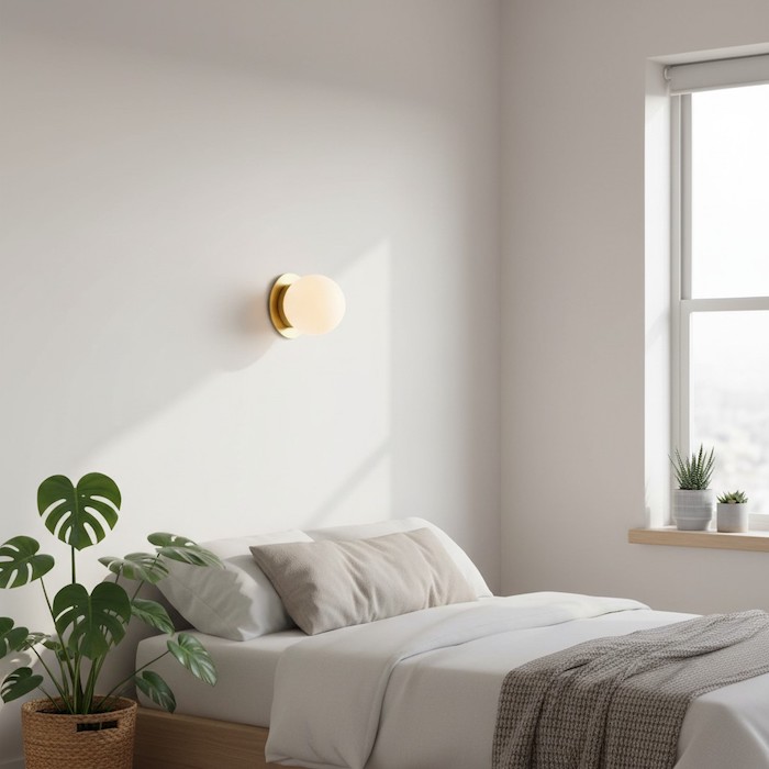 The aesthetic beauty of a glass globe wall sconce in natural daylight.