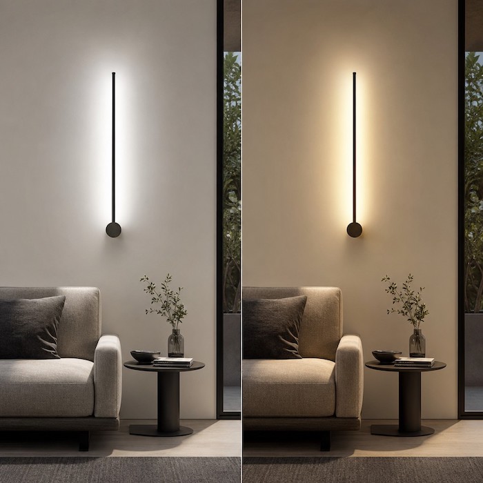 Comparison of warm vs cool color temperatures in a modern room.