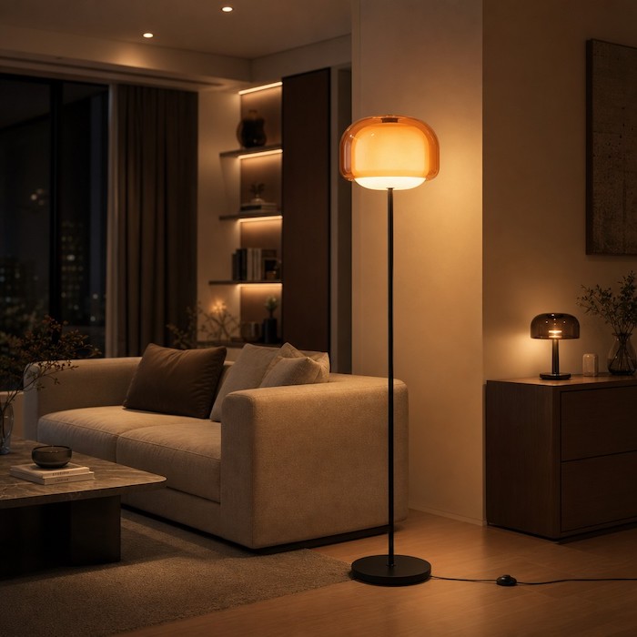 Layering ambient, task, and accent lighting in a living room.