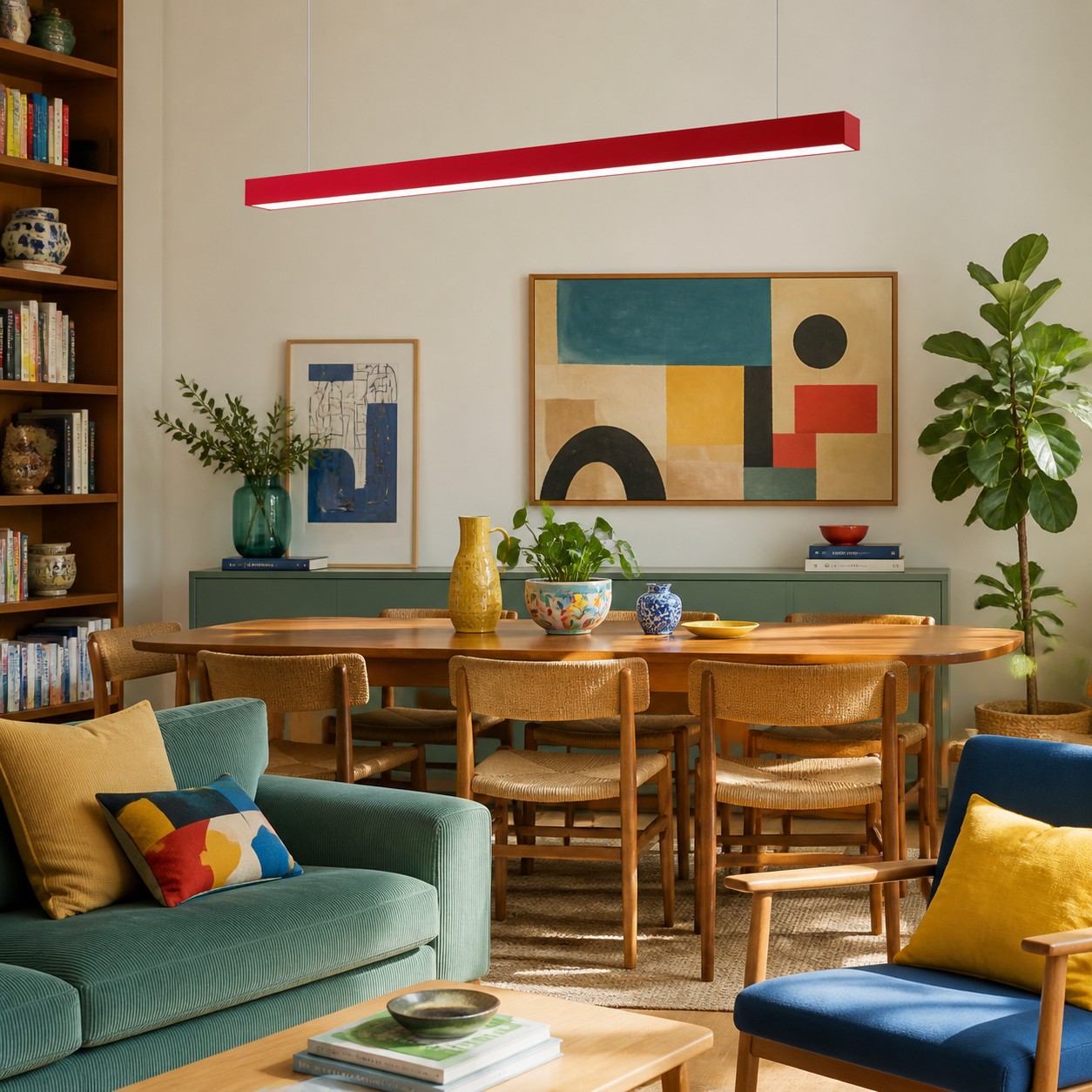 Red Edge pendant acting as one clear high-level focal point.