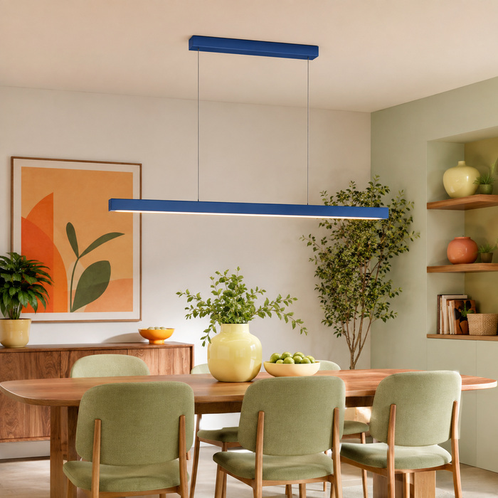 Blue Edge pendant checked from a seated sightline