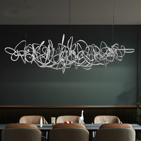 Lustre LED Dazuma, finitions électroplaquées originales et irrégulières