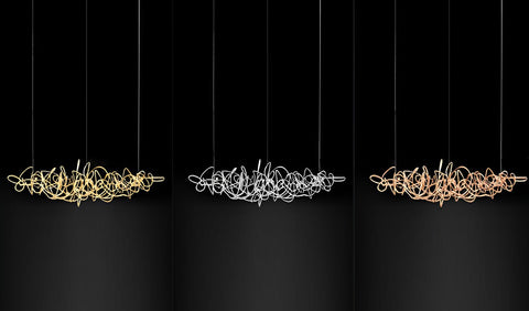 Lustre postmoderne à LED, trois couleurs, structure électroplaquée irrégulière - Dazuma