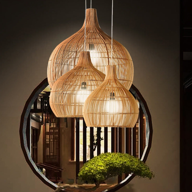 Tapa hanglamp, stekker, naturel, bamboe, 70 cm