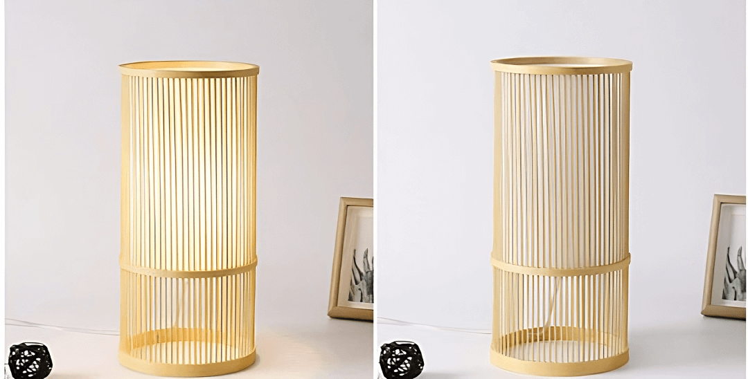 Klassische japanische Bambus-Tischlampe  Schreibtischlampe  Stehleuchte  aus Holz