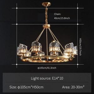 Lampadario in ottone/cristallo