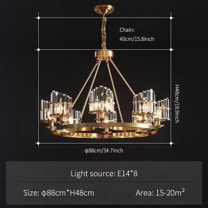 Lampadario in ottone/cristallo