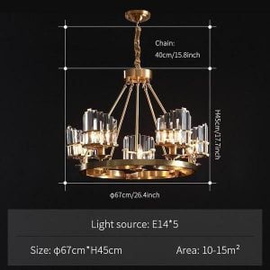 Lampadario in ottone/cristallo