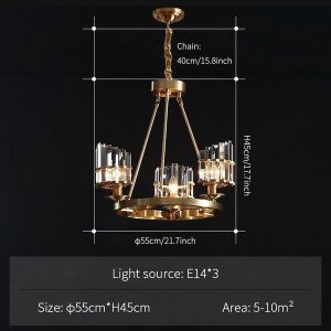 Lampadario in ottone/cristallo