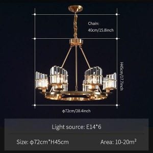 Lampadario in ottone/cristallo