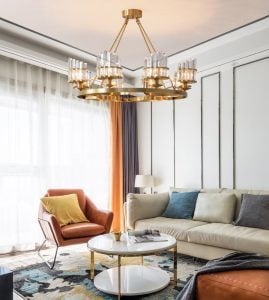 Lampadario in ottone/cristallo
