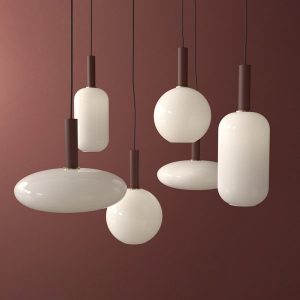 Pendentif en laiton et abat-jour en opale
