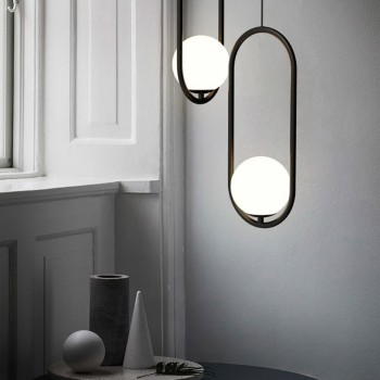 Modern Ring Glass Globe Pendant Light