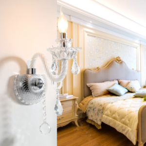Candlestick Crystal Wall Light Product Size 1head:D15XH38cm 2heads:D30XH38cm Candlestick Crystal Wall Light Details Material: Metal/K9 crystal Light source: E14 Power: Max 40W Weight: 3kg/6.6lbs Finishes: white,clear Process: Die casting / paint Control method: push button switch (not dimmable) We provide 150cm/59″ wires . Can be extended upon request