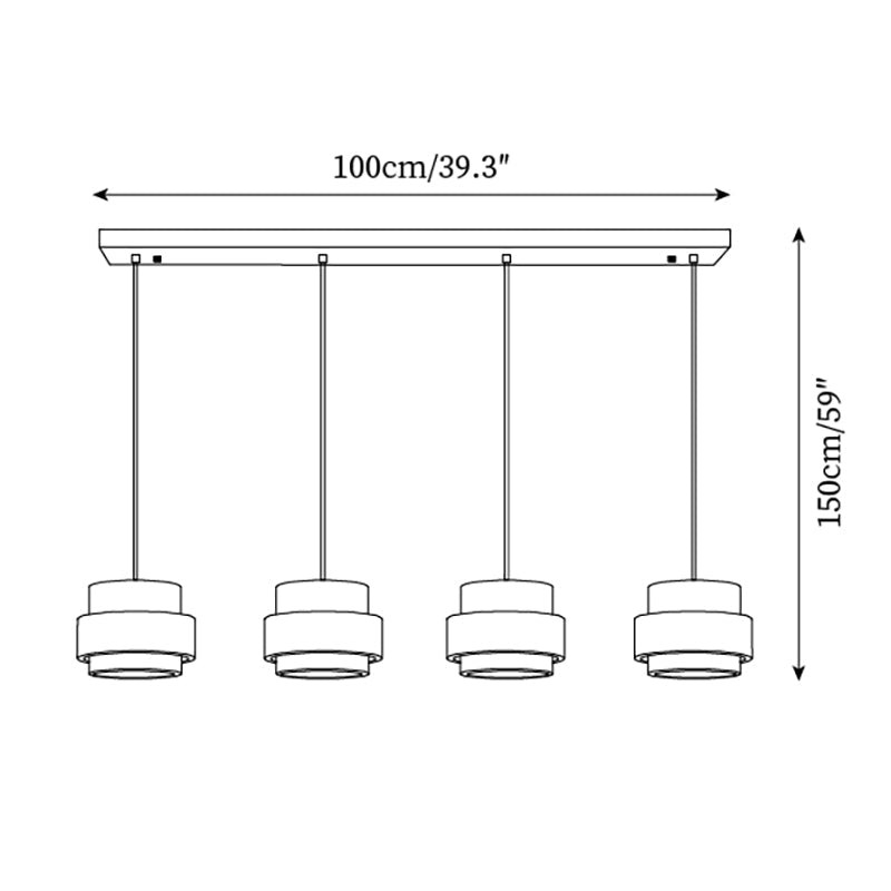Four-head Timothy pendant dimensions