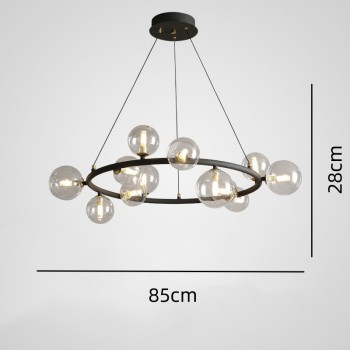 8/12-Light Contemporary Round Gass Shade Chandelier