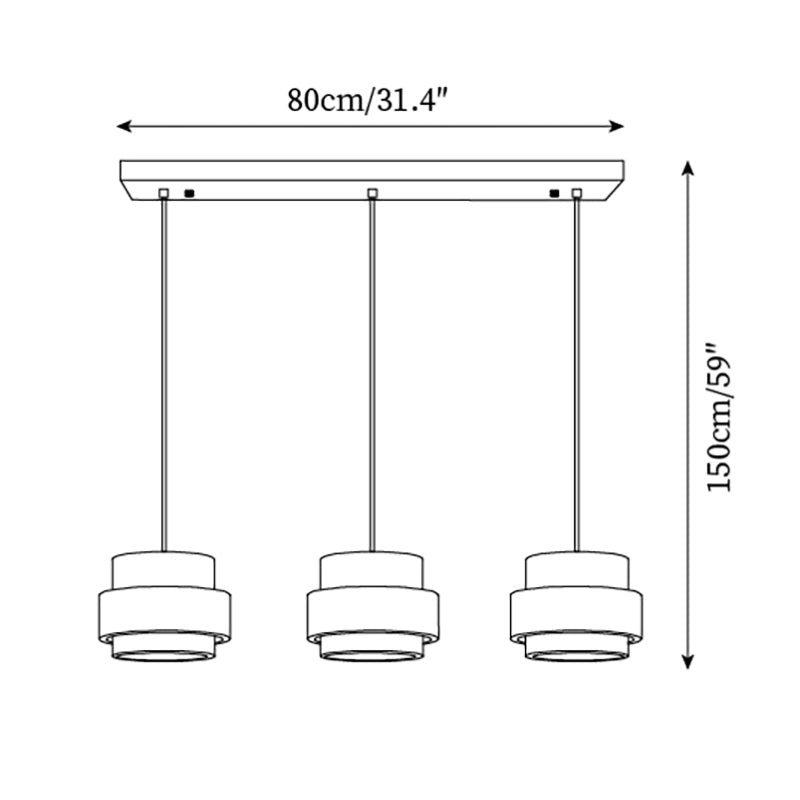 Three-head Timothy pendant dimensions