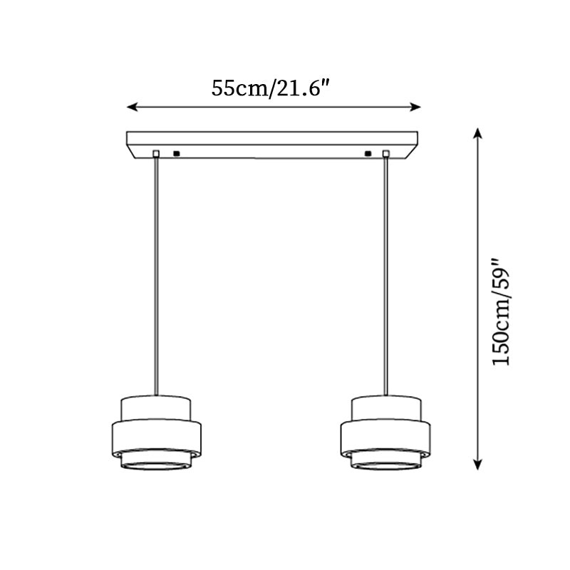 Two-head Timothy pendant dimensions