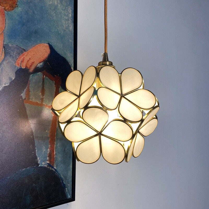 Retro Glass Flower Petal Pendant Lamp
