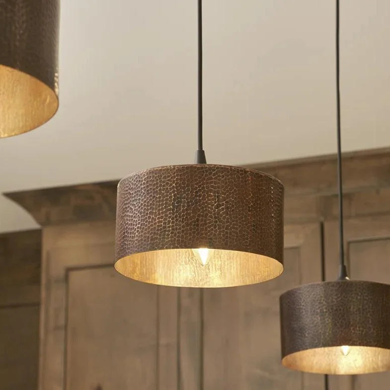 Cedric Vintage Hammered Copper Drum Pendant Light (8).webp__PID:f9caf17e-4572-45c1-b20a-553c4b76213c
