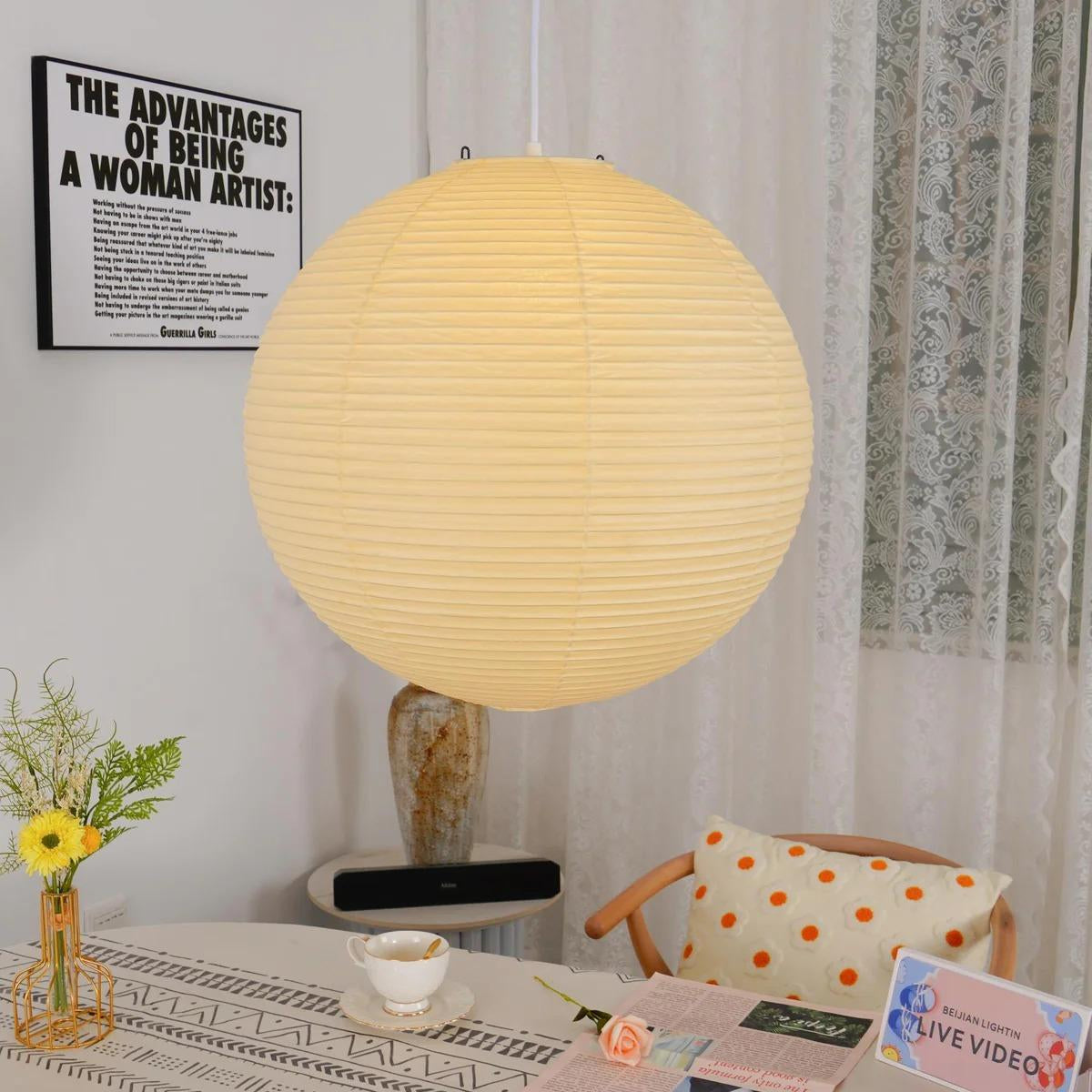 Aiko Minimalist Ribbed Paper Globe Pendant Light scene7.webp__PID:3317a3cb-8be7-420a-8921-2744e6b507eb