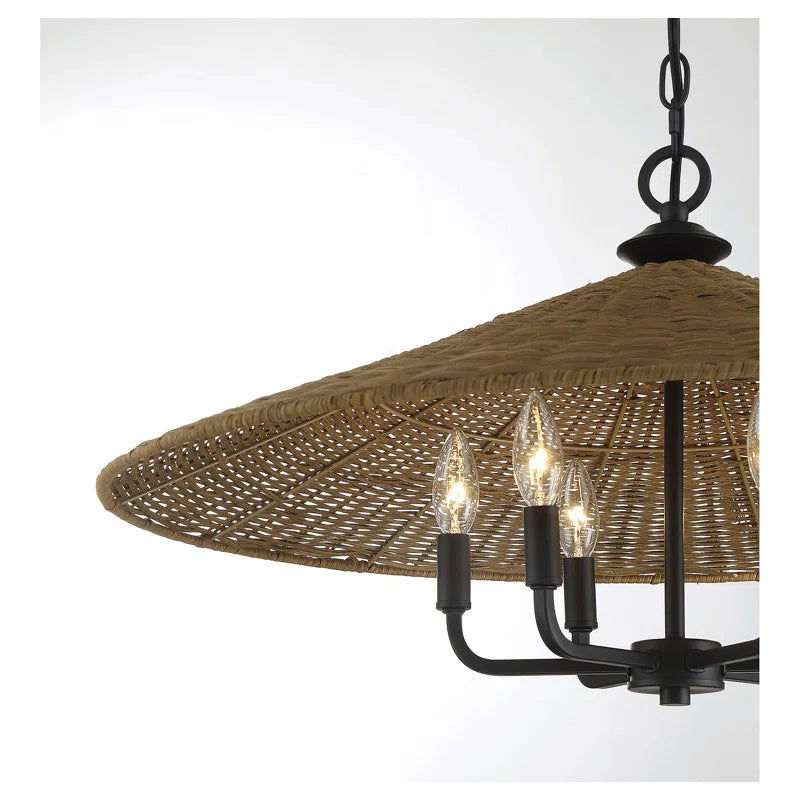 Lámpara colgante de cono de ratán negro de 6 luces American Country (3).webp__PID:a240697a-8b0d-4ec5-9793-1304df1d4d3a