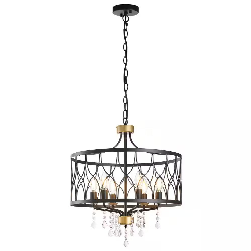 Lustre à 6 lumières en forme de cage en métal Callum Farmhouse3.jpg__PID:8973e310-0559-4f5a-a3e9-8bff521cb39f