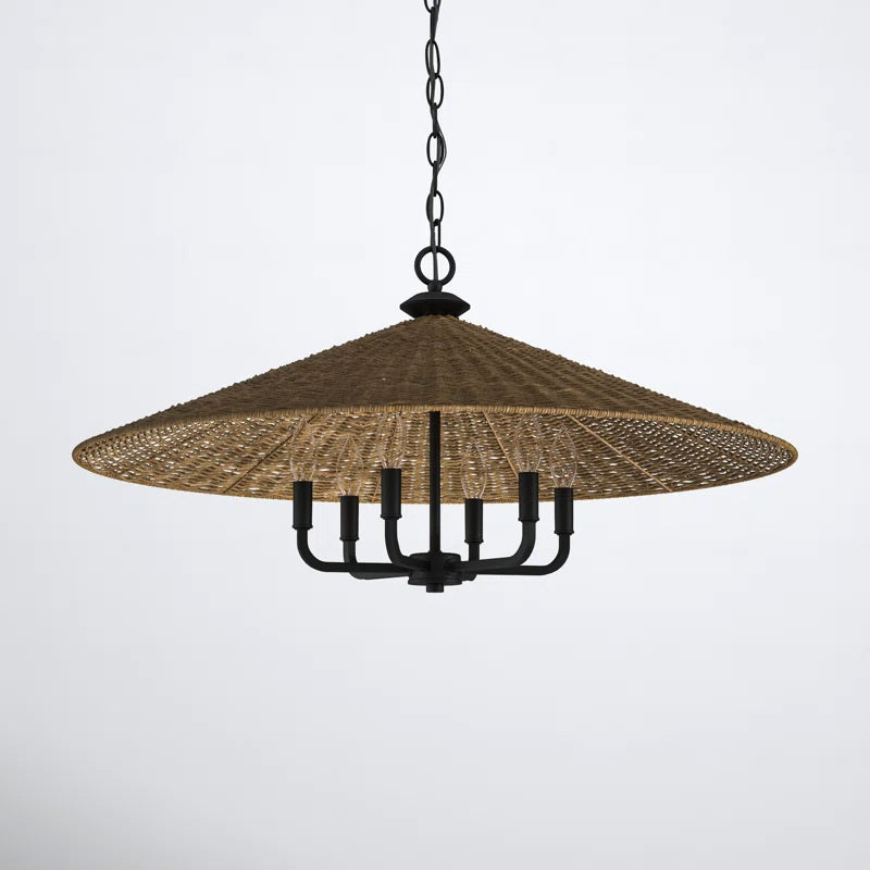 Lámpara colgante de cono de ratán negro de 6 luces American Country (4).webp__PID:697a8b0d-8ec5-4793-9304-df1d4d3af510