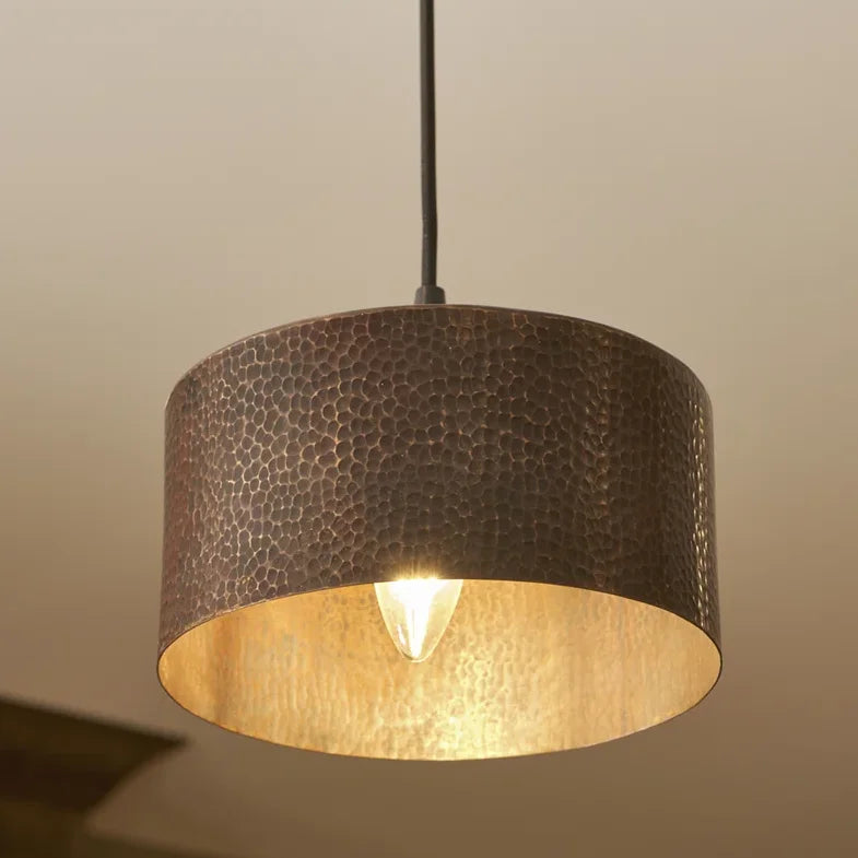 Cedric Vintage Hammered Copper Drum Pendant Light (3).webp__PID:3c4b7621-3c2a-4a7d-bbdd-44701bcaeed0