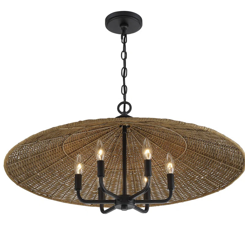 Lámpara colgante de cono de ratán negro de 6 luces American Country (2).webp__PID:8da24069-7a8b-4d8e-8597-931304df1d4d