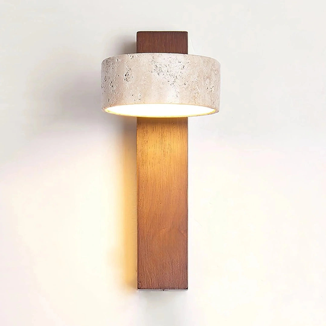Shawna Wabi Sabi Aplique de pared LED de travertino natural nogal.webp__PID:3eec42b4-f14c-4cfb-892a-9220ab452f4d
