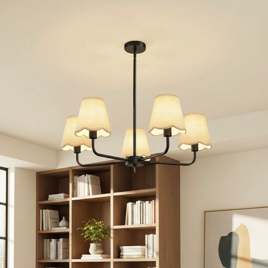 Lustre moderne à abat-jour en tissu à plusieurs bras Mira12.webp__PID:081e403d-626e-4636-8c93-8363490e5e3c