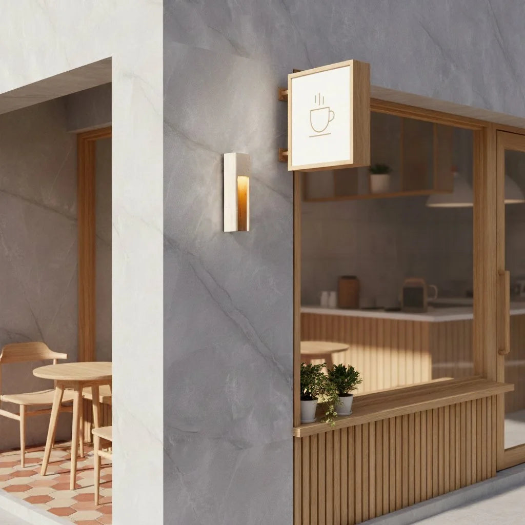 Aplique de pared de travertino minimalista para interiores y exteriores Zoey Marfil 5.webp__PID:a56508aa-bd47-48f9-84fe-632c27908302