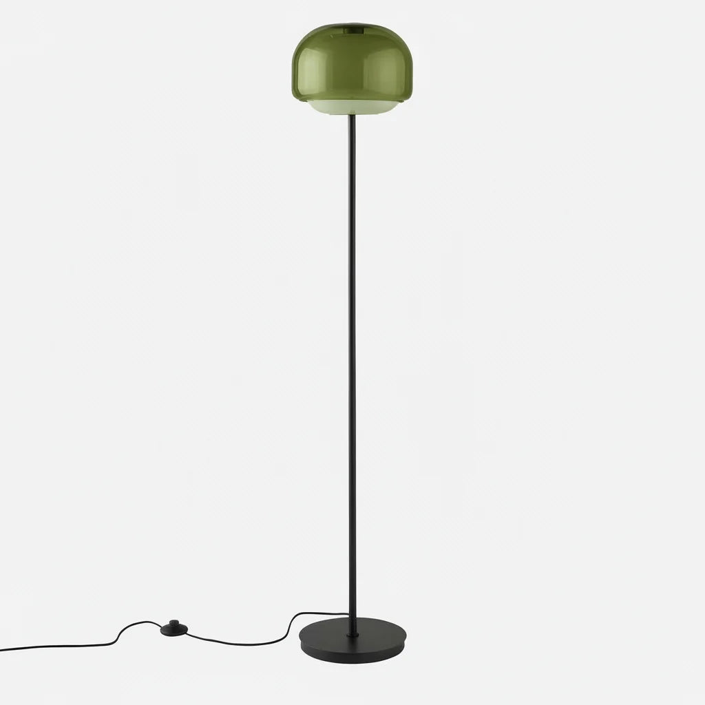 Moderne Stehlampe aus farbigem Glas mit rundem Schirm von Sanae (17).webp__PID:81e298cc-32c7-4d81-81be-050fc9a50aef