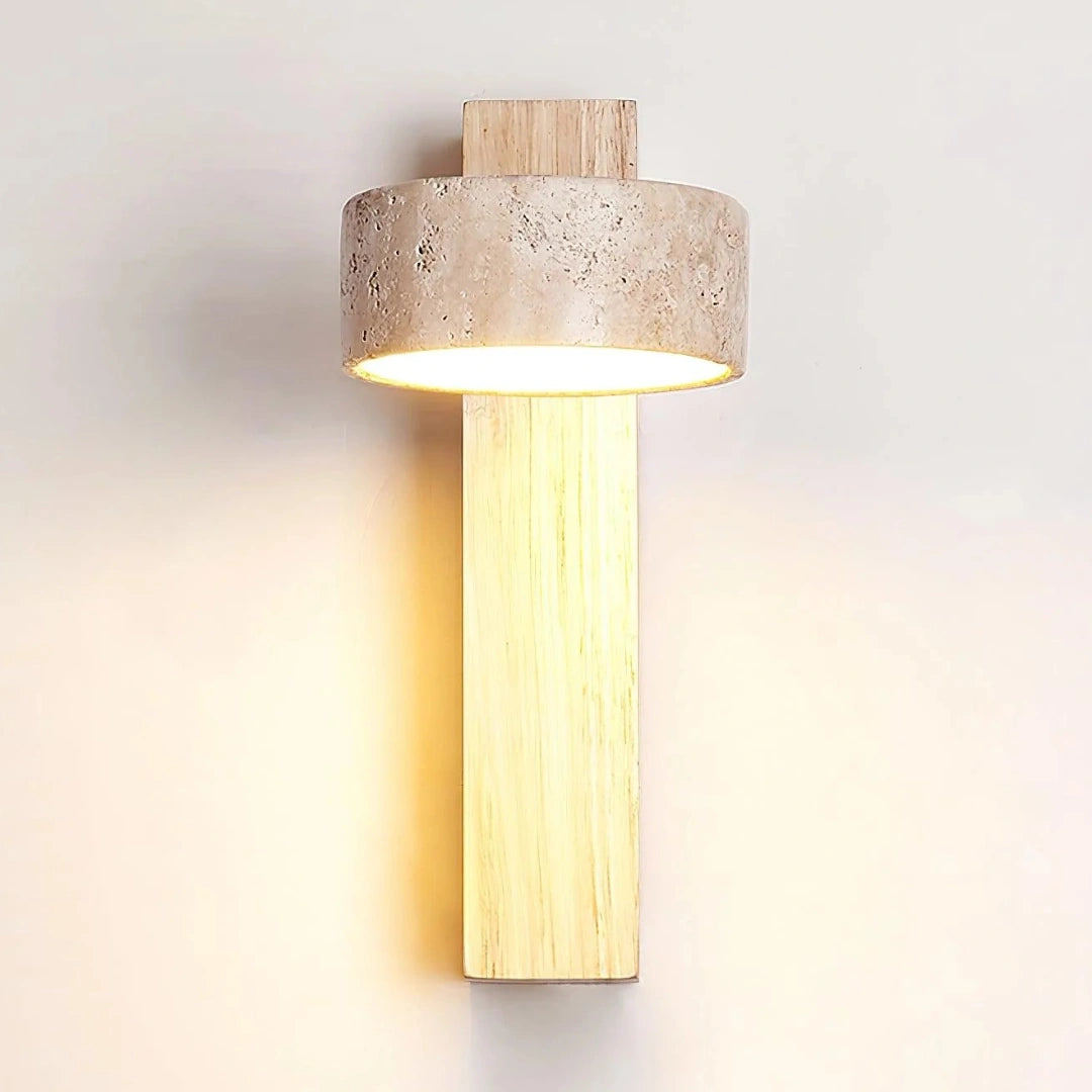 Shawna Wabi Sabi Aplique de pared LED de travertino natural wood.webp__PID:ec42b4f1-4c7c-4bc9-aa92-20ab452f4db6