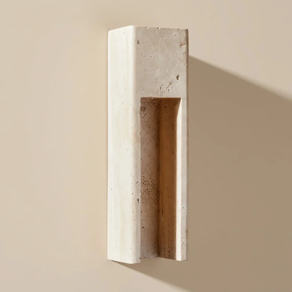 Aplique de pared de travertino minimalista para interiores y exteriores Zoey Marfil 2.webp__PID:254e52a5-6508-4abd-8768-f984fe632c27