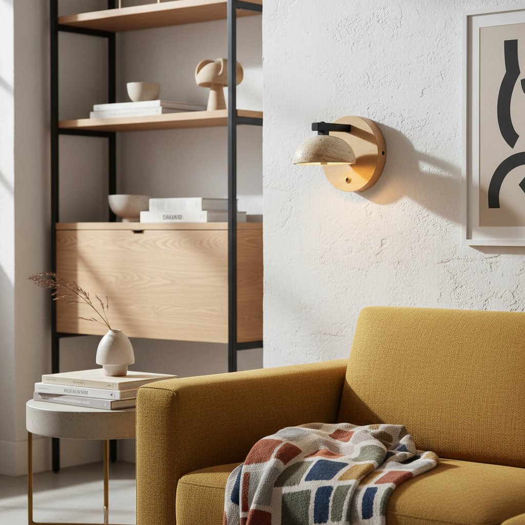 Sconce da parete rotonda in legno di travertino vintage Riley1.webp__PID:4869d564-8d40-407f-8c2b-8c9bc6154e32