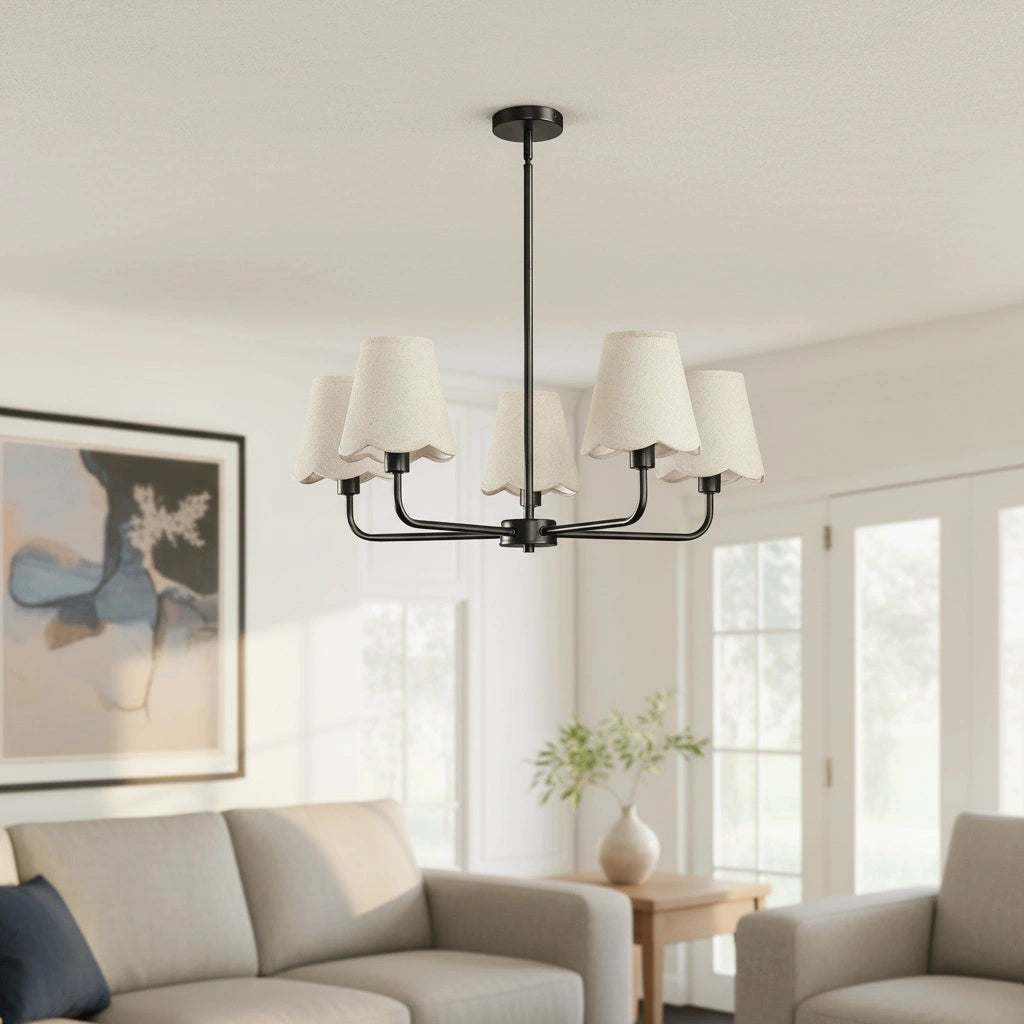 Lustre moderne à abat-jour en tissu à plusieurs bras Mira2.webp__PID:a56a081e-403d-426e-a636-4c938363490e