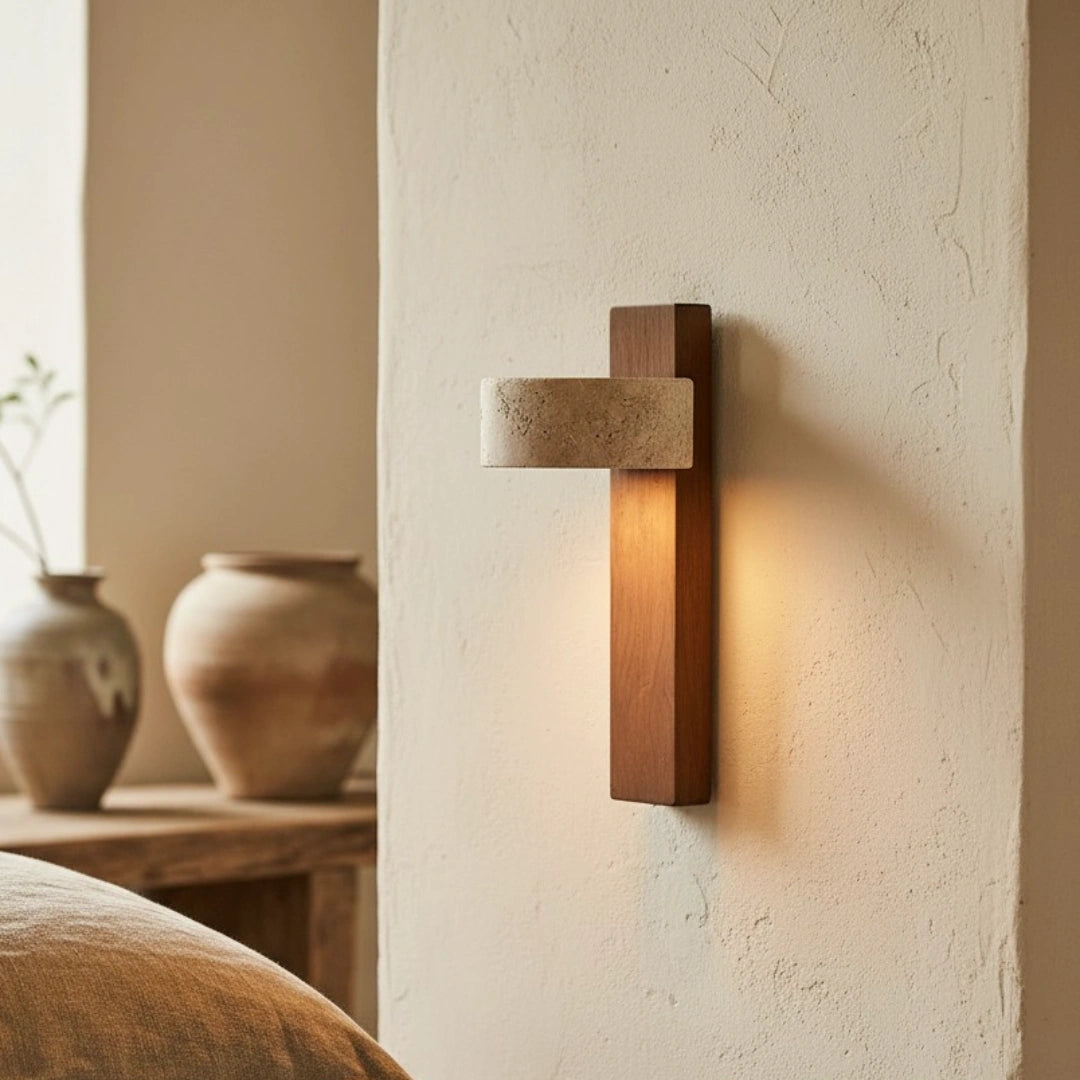 Aplique de pared LED de travertino natural Shawna Wabi Sabi3.webp__PID:216711eb-13e0-4095-996e-8f833f9f9d21