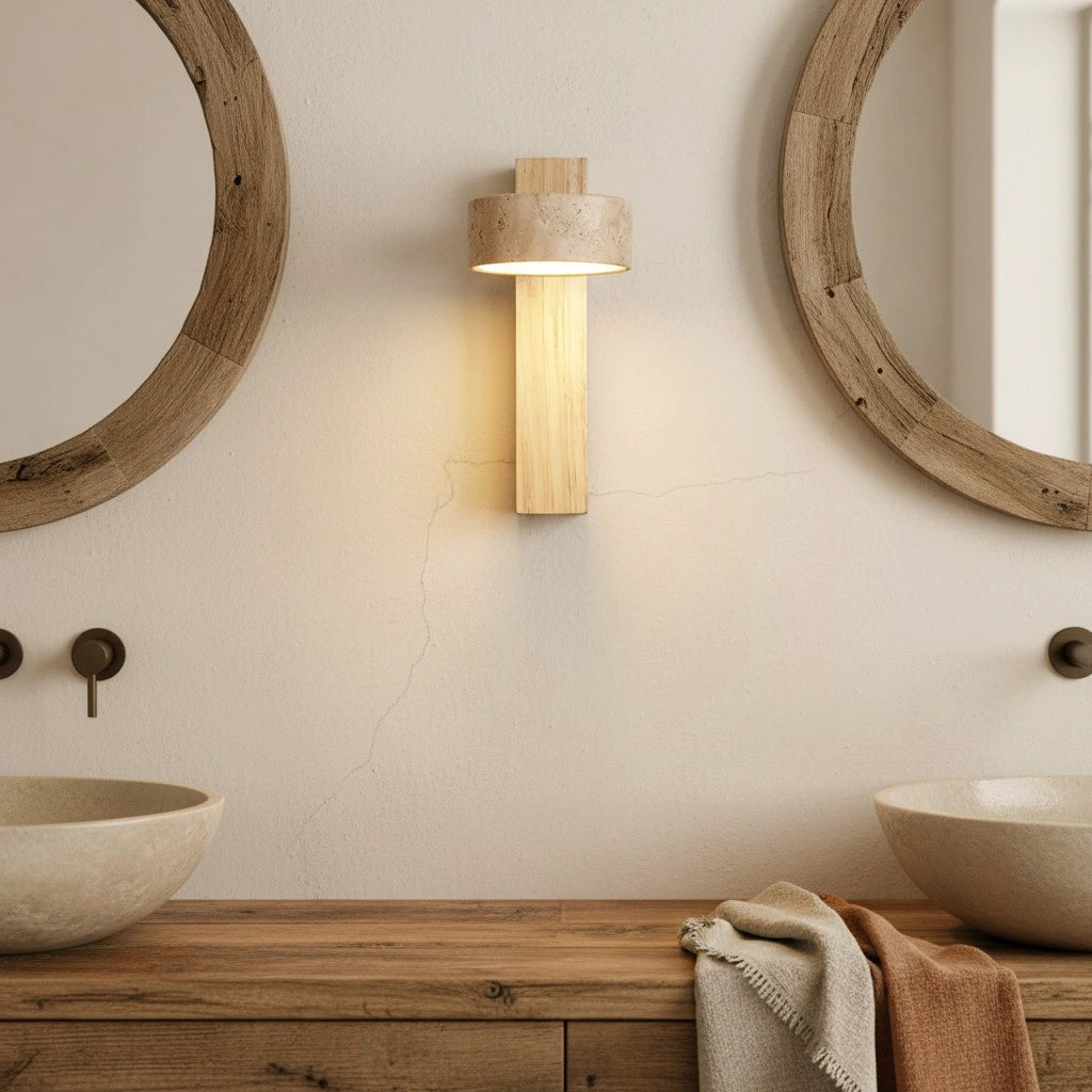 Aplique de pared LED de travertino natural Shawna Wabi Sabi7.webp__PID:25051a7e-fc21-4711-ab13-e0d095196e8f