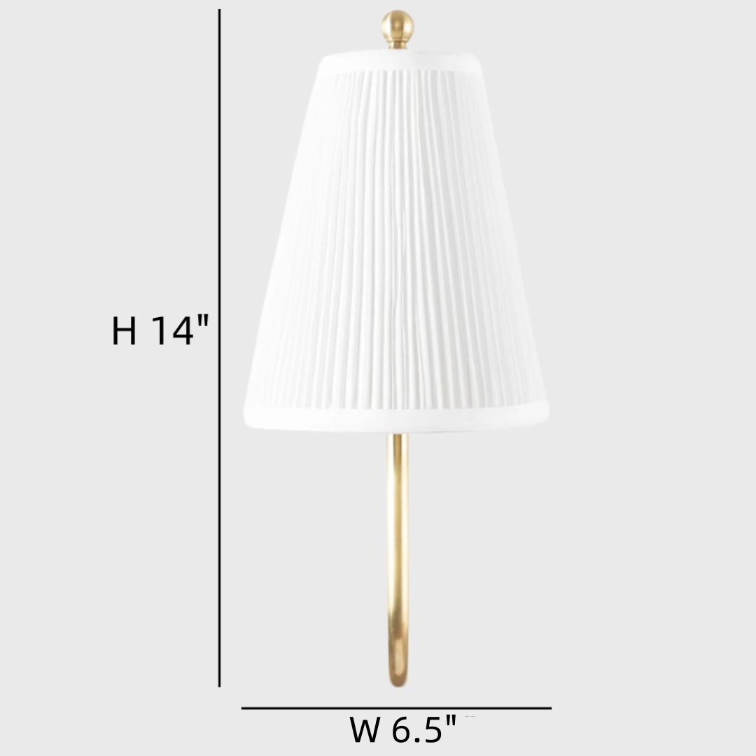 Augusta Vintage Wandleuchte aus Messing mit plissiertem Leinenbezug, Größe.webp__PID:1b69cadb-d33d-40f1-bcec-6e5e10b64503