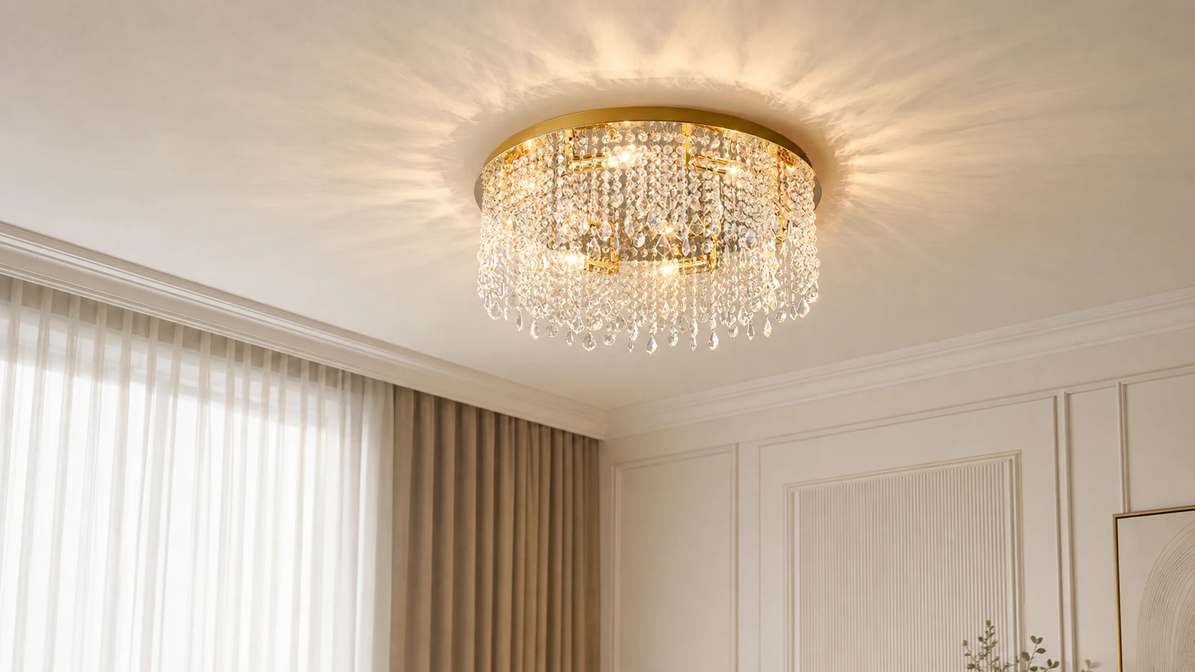 Beirio Crystal Ceiling Lamp installed in an interior room