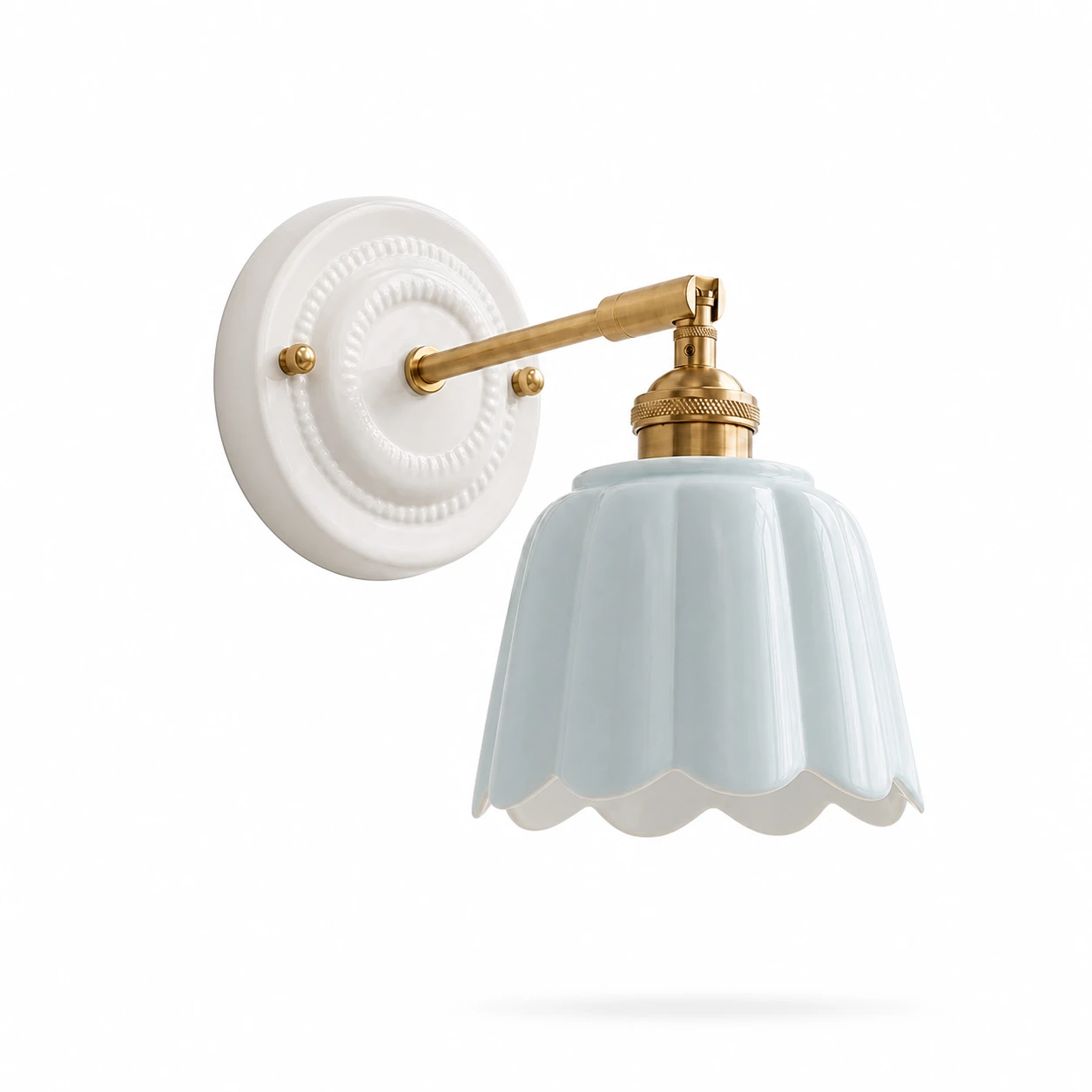 Pale blue petal ceramic wall light