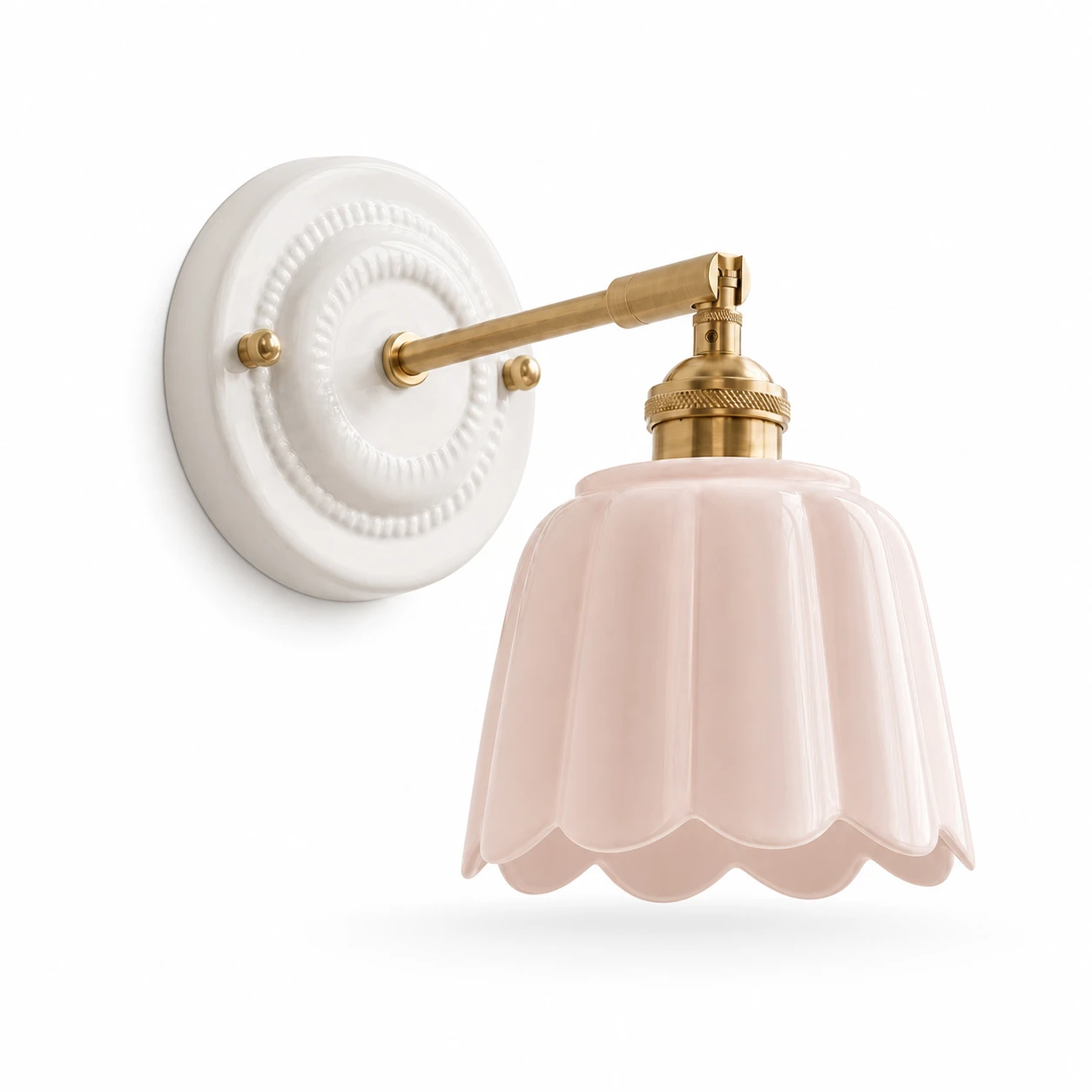 Blush pink petal ceramic wall light